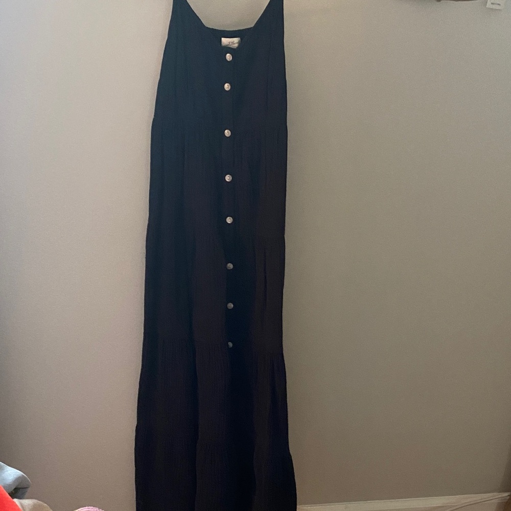 Black Button-Down Maxi Dress